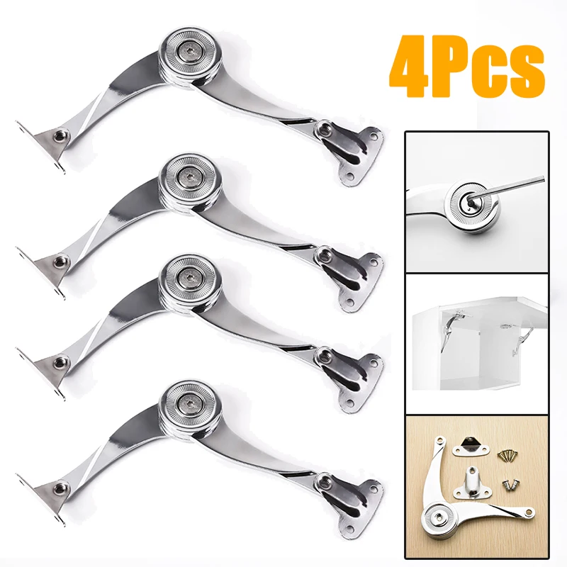 

4pcs Support rod Soft Close Home Lift Up Hinge Door Kitchen Cabinet Hydraulic Zinc Alloy Silver Holder Bracket