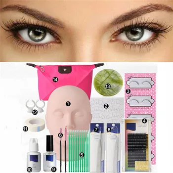 

Semi Permanent Eyelash Extensions Tool Kit Individual False Lash Make Up Practice Graft Lashes Tool Kit with Glue Tweezer Bag