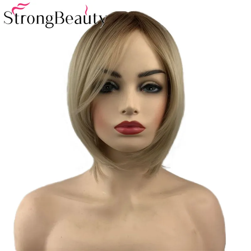 StrongBeauty короткие натуральные слоистые милые прямые светлые парики ТЕПЛО ОК синтетический парик Женские повседневные волосы