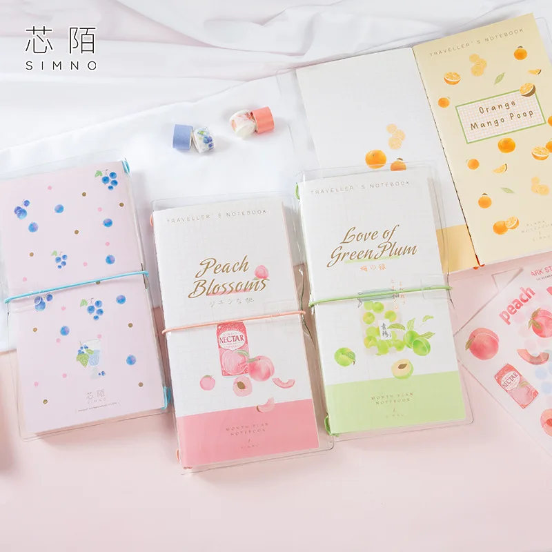 

1pcs New diary book small fresh notebook simple Fruit tea series diary plan notebook unicorn notebook diary
