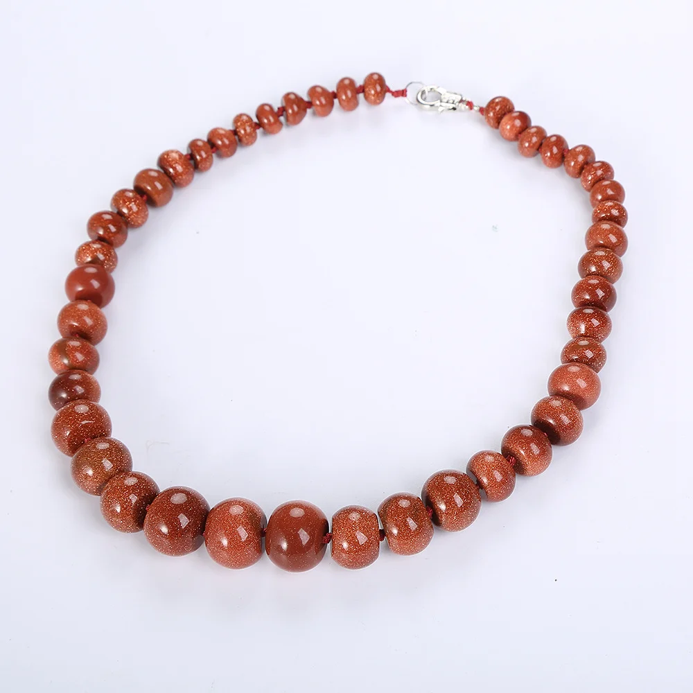Natural Goldstone Women Necklace Men Bead Chain Stone Vintage Classic Exquisite Jewelry Agate Power Crystal Pearl | Украшения и