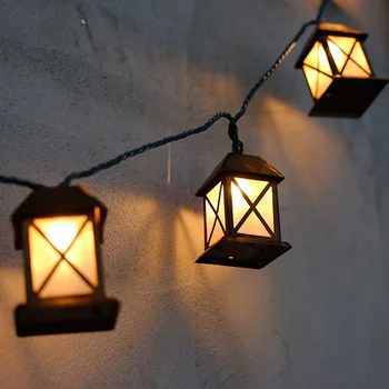 

Mini House String Lights 3M 20 LEDs 220V EU Plug Outdoor Backyard Garden Creative Retro Metal Style House Fairy String Garland