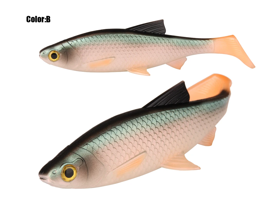RoseWood 5g 10g 20g 40g 3D Soft bait fishing lure Silicone Shad plastic lures Roach Paddle Tail 3D scanned Lively kicking action  (6)