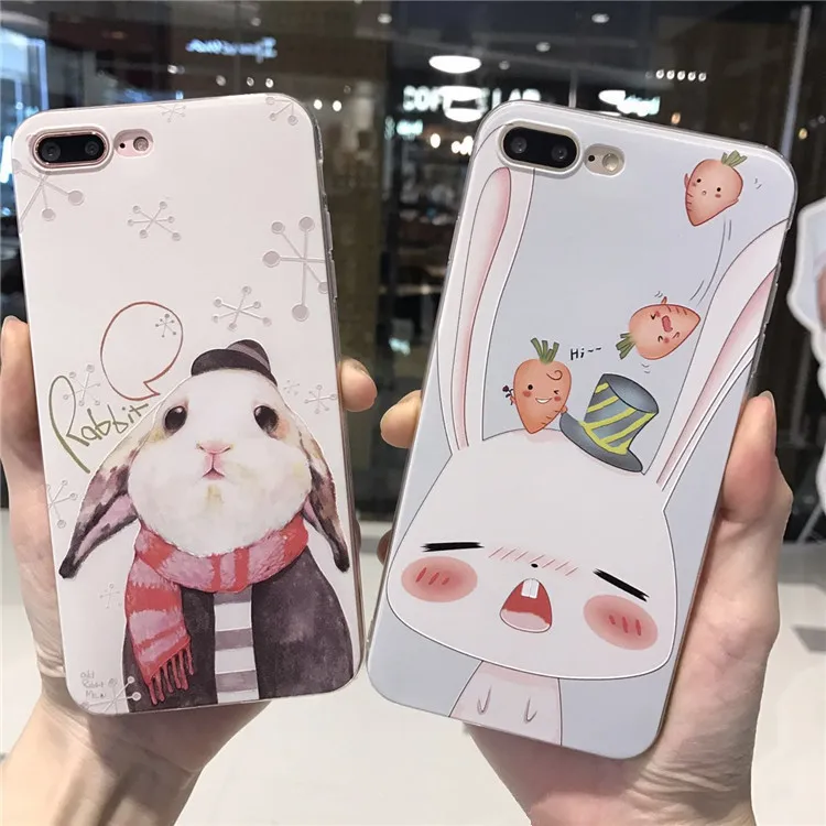 For Apple iPhone 6 6s 7 plus Case Creative Cartoon rabbit pig Soft silicone Ultra thin Phone cover back Capa | Мобильные телефоны и