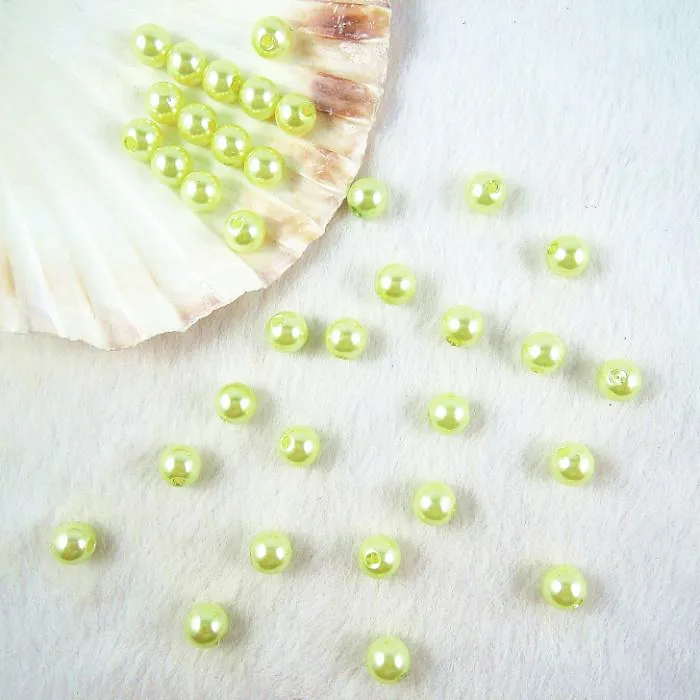 Wholesale 6mm 8mm 10mm 12mm Light Lemon ABS Acrylic Loose Beads Faux Imitation Pearl Round PB-12 | Украшения и аксессуары