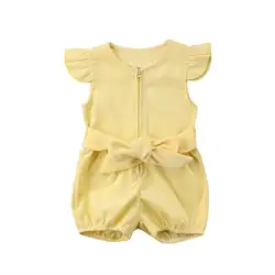Великобритания одежда для малышей для девочек хлопковый комбинезон боди бантом одежда
