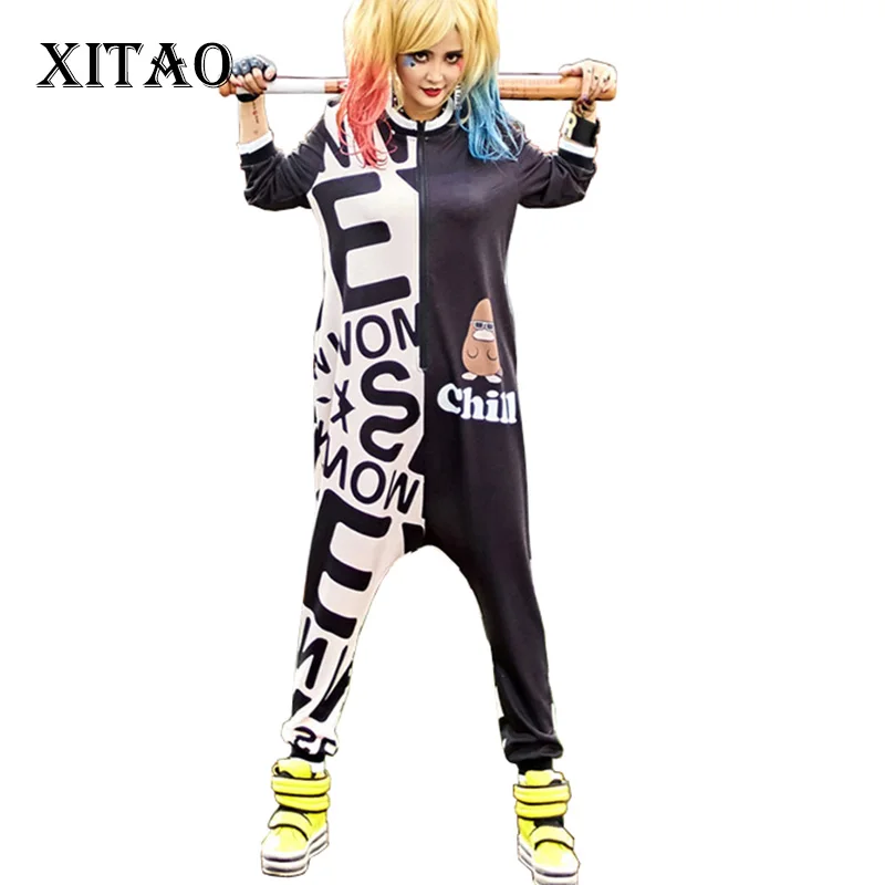 

[XITAO] 2017 new summer Europe fashion street female letter print loose harem pants women hip hop full length jumpsuits KLN015