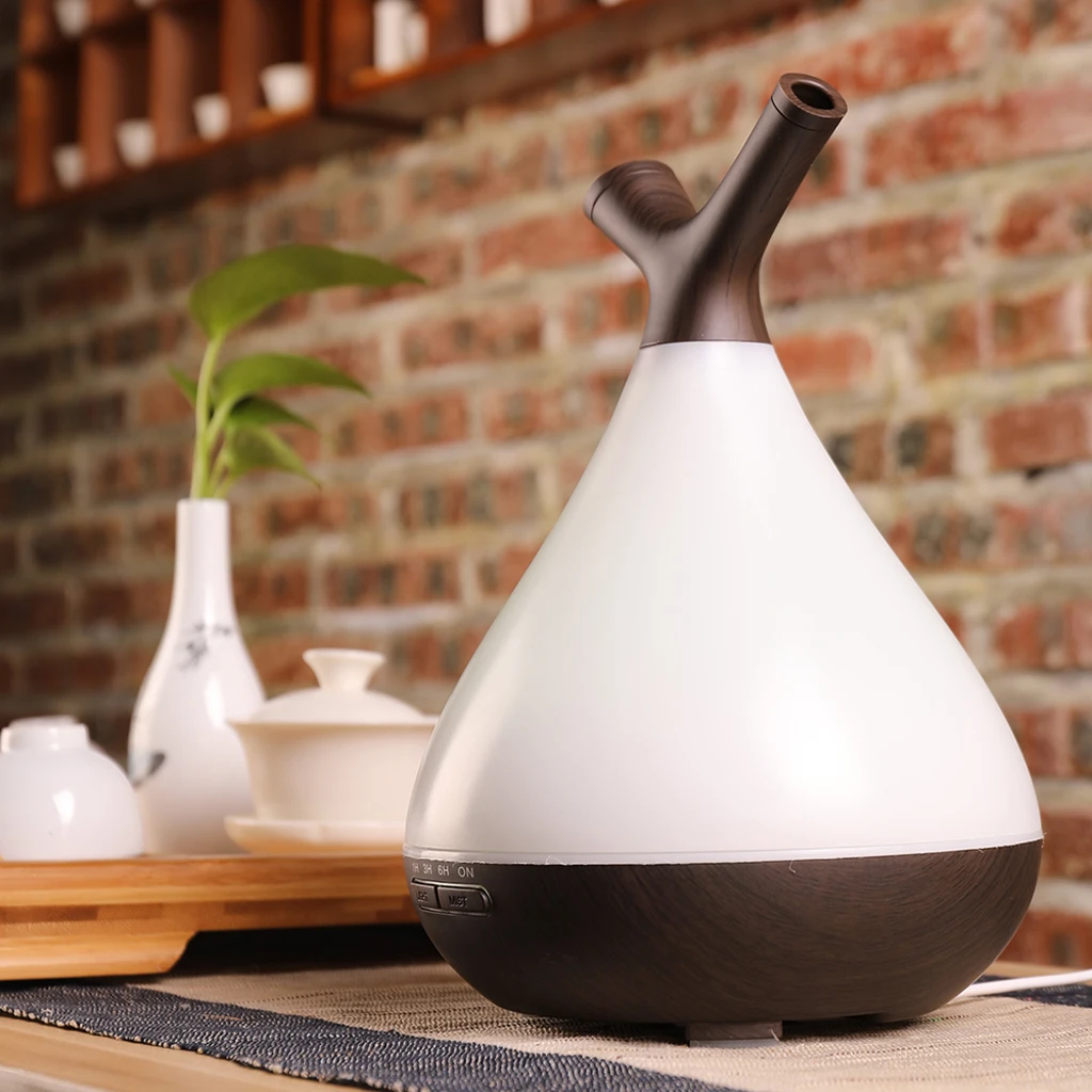 400ML Aromatherapy Essential Oil Aroma Diffuser With Wood Grain Aromatherapy Diffuser 7 Color LED Light For Home Office EU Plug