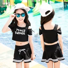 Детские купальники для девочек, купальный костюм из двух предметов с принтом, милый купальный костюм принцессы для девочек, детские танкини купальный пляжный костюм, юбка, купальный костюм