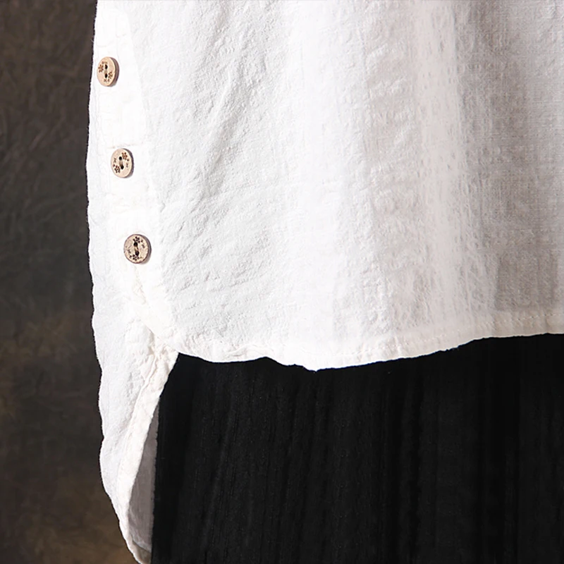 Женская блузка ZANZEA Femme, льняная рубашка, одноцветная, с асимметричным подолом, на пуговицах, с коротким рукавом, Женская сорочка, повседневная, свободная, Blusas размера плюс