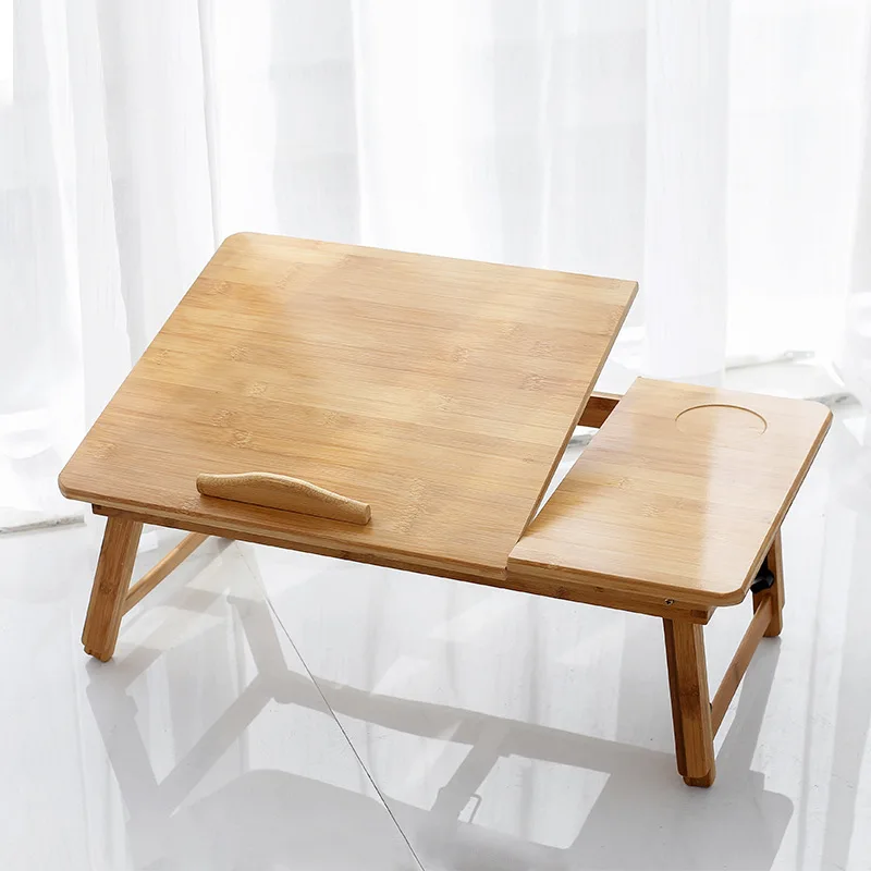 Adjustable Bamboo Rack Shelf Dormitory Bed Lap Desk Reading Tray Stand W//Drawer