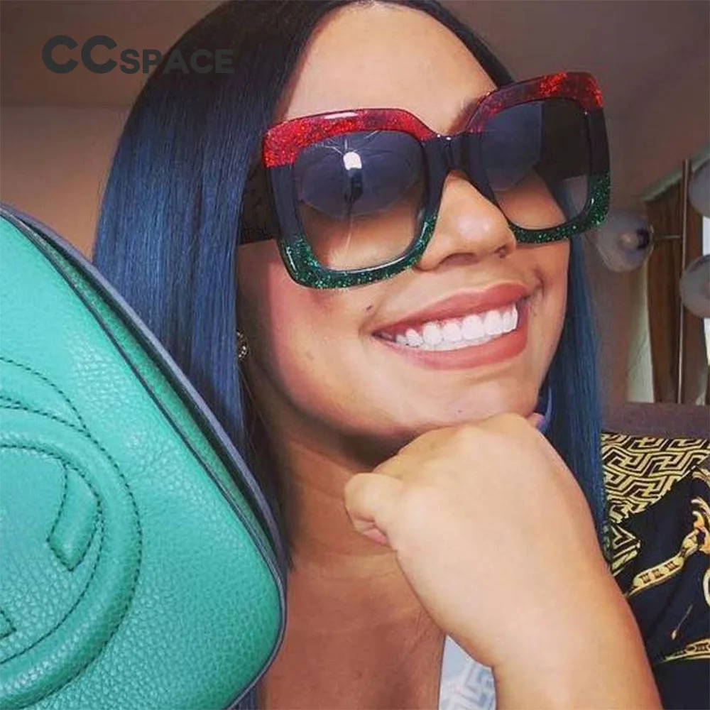 

Luxury bling sunglasses Women Square Sun glasses Shiny Frame crystal 45283 CCSPACE Brand Glasses Fashion Female Shades UV400