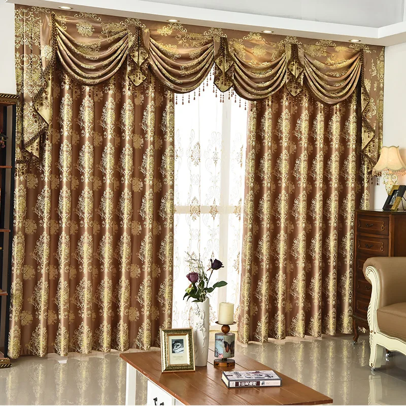 

Bedroom Window Curtains for Living Dining Room High-grade Contracted Europe Type Shade valance Custom Wave Golden Customization