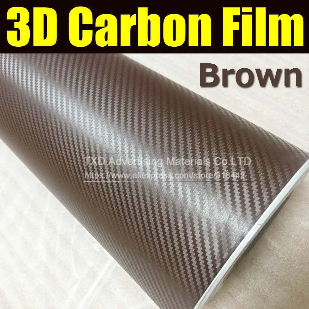 30x127CM(12"X50") Brown 3D Carbon Fiber Vinyl Car Wrapping Foil Carbon