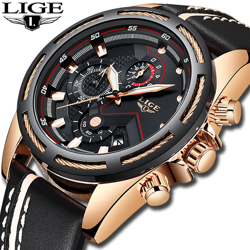 

2018 Watch LIGE Men Fashion Sport Quartz Clock Leather Mens Watches Top Brand Luxury Business Waterproof Watch Relogio Masculino