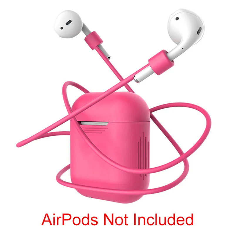 Защитный чехол для Apple Airpods наушники анти потерянный ремень строка веревка для Airpod петли рукава Дело Мягкая силиконовый кабель - Цвет: Pink Set