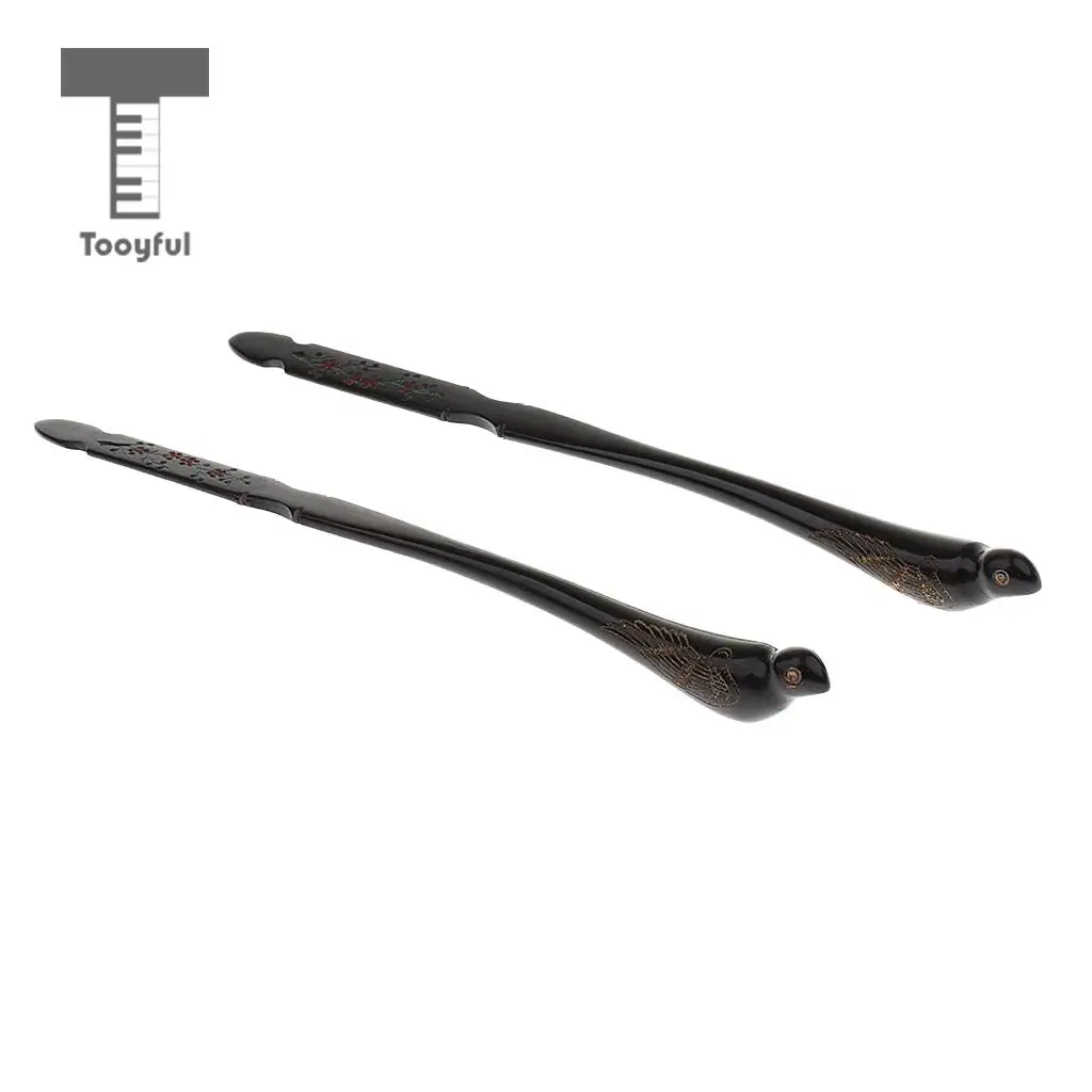 Tooyful Exquisite 1 Pair Ebony Dulcimer Hammer Mallets Sticks with 1x Storage Case Box Musical Instrument Parts