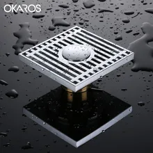 OKAROS 10*10 см квадратный душ Трап латунь хромированная отделка анти-запах душ отходы воды с ситечко для душа Сливная крышка