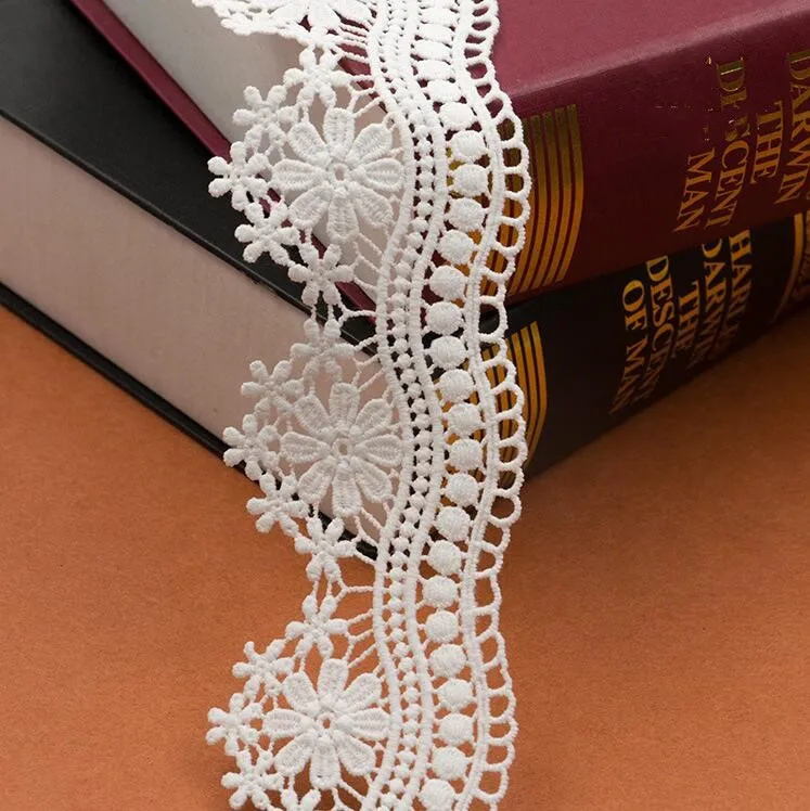 Cindylaceshow 2 Yards Ivory Lace Trim Ribbon Flower Handicraft Wedding