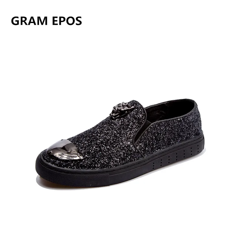 

GRAM EPOS 2018 Spring summer Male Slip On leopard silver steel toe cap Shoes loafers Driving Men Flats Luxury Zapatos Hombre