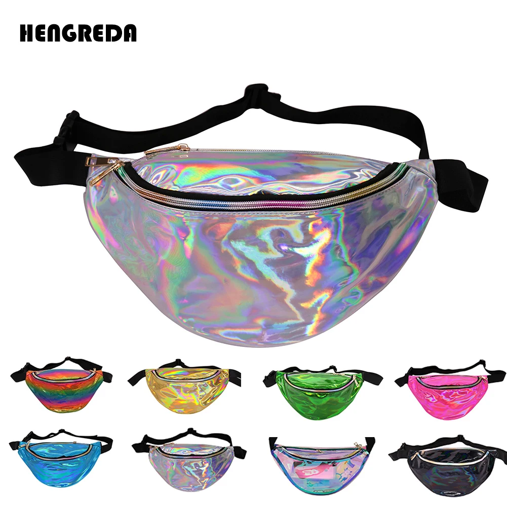 

Holographic Fanny Pack Laser Bum Bag Women 2018 Fashion Waist Bags Hengreda Travel Shiny Raves Hip Bag for Beach Party