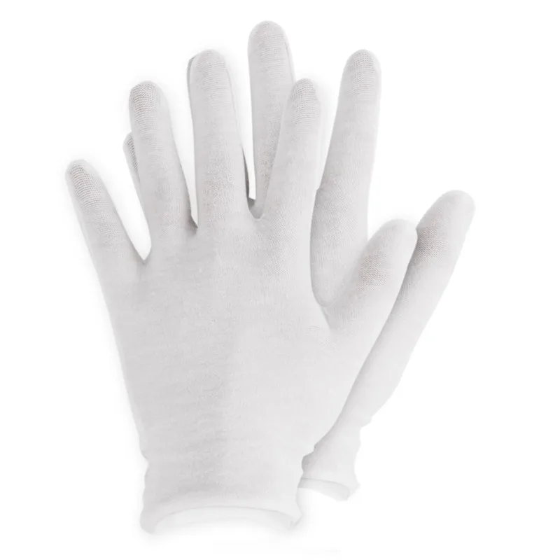Reusable White Cotton Gloves Thin Elastic Soft Gloves for Dry Hand Moisturizing Cosmetic Eczema Hand Spa Coin Jewelry Inspection