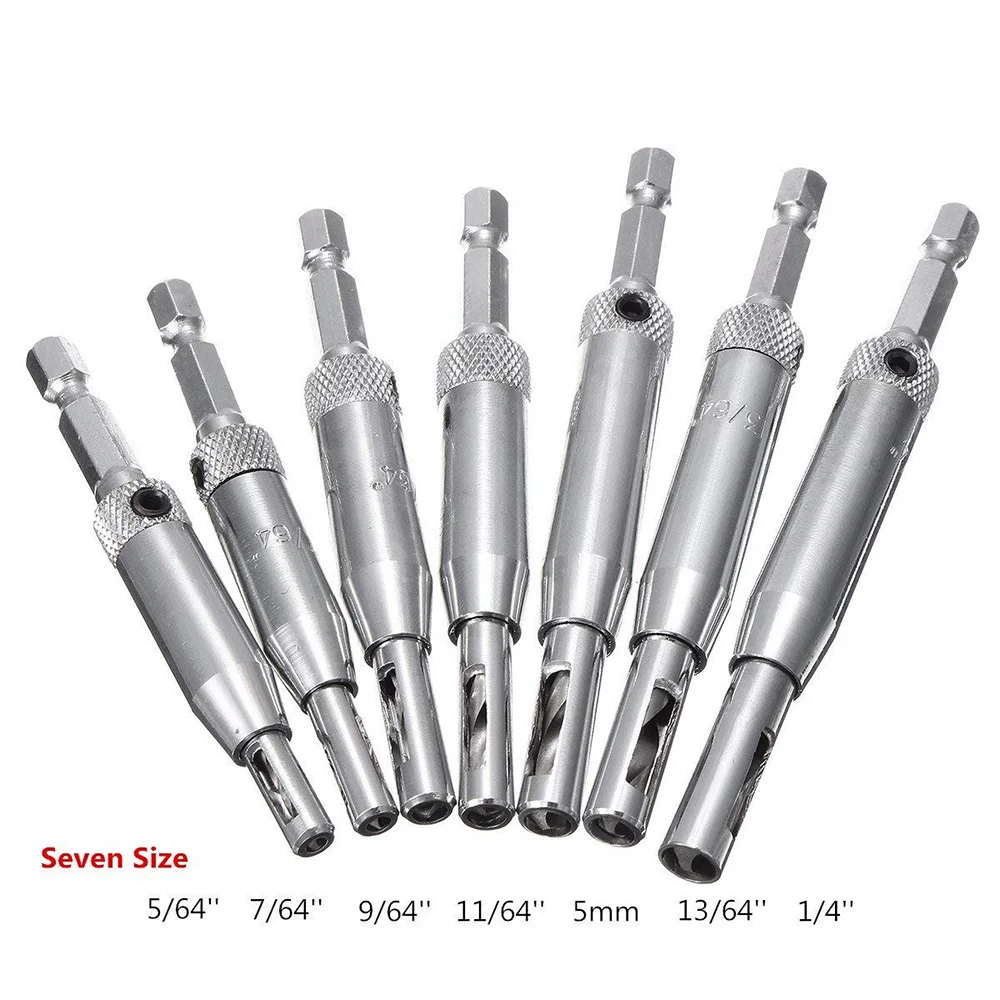 7PCS Center Doors Self Centering Hinge Tapper Core Drill Bit Set Hole Puncher DS 7PCS Center Doors Self Centering Hinge Tapper Core Drill Bit Set Hole Puncher DS