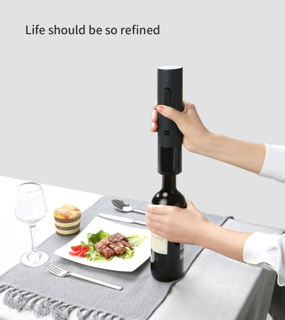 Original Xiaomi Huohou Automatic Wine Bottle Opener Kit Electric Corkscrew With Foil Cutter Automatic Wine Bottle Opener (10)