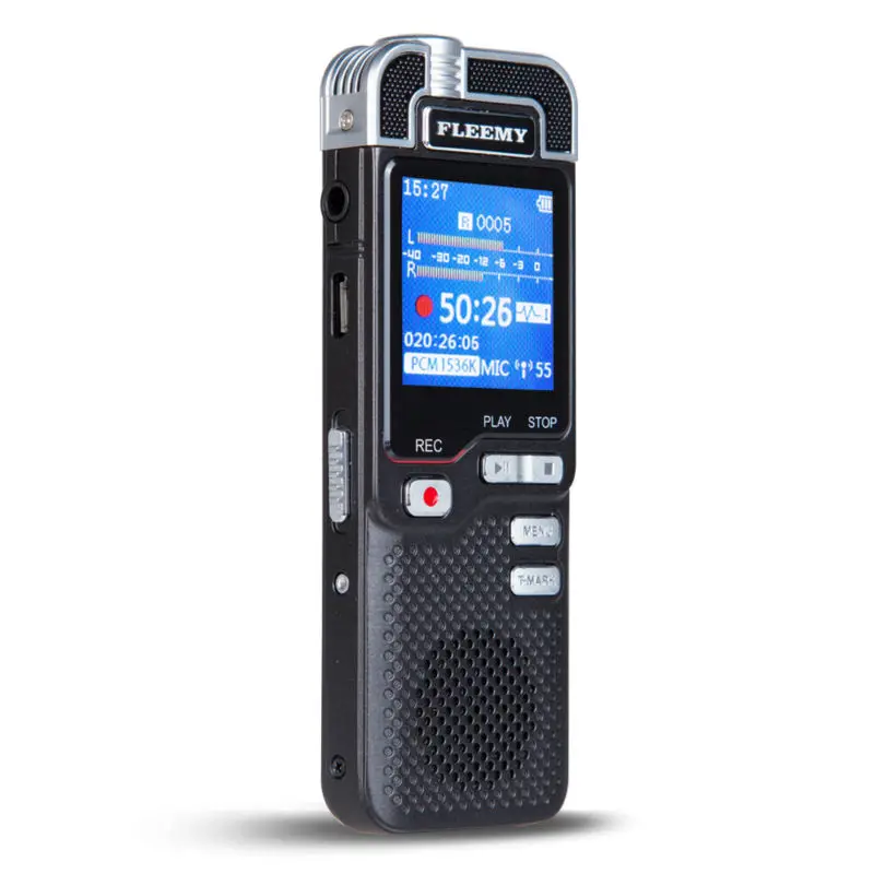 Fleemy 16GB Digital Voice Activated Recorder Dictaphone Dual Microphone HD recording MP3 Hi Fi
