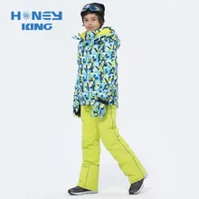 Зимние лыжные и сноубордические костюмы для мальчиков ветронепроницаемая Водонепроницаемая утолщенная детская спортивная походная куртка+ штаны 98-164 см