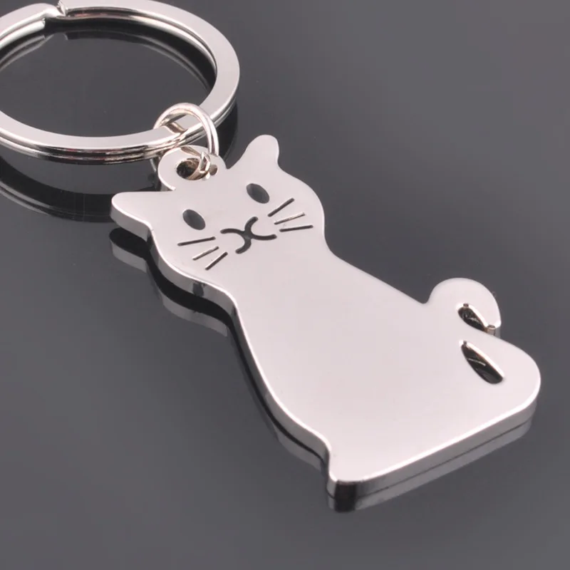 10PCS/Lot Metal cat keychains key rings animal key chains car key holder pendant women bag charms key rings Custom Logo Accepted