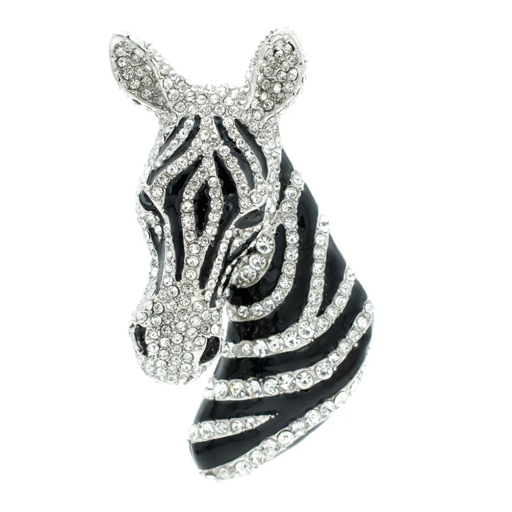 Buy Rhinestone Crystals Zebra Head Brooch Pins Broach