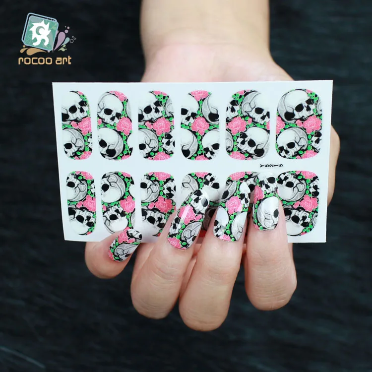 

Rocooart Y5215 Skull Flowers Nail Art Decorations Horrors Adhesive Nail Art Stickers Manicure Foil Nail Decals For Women Girls