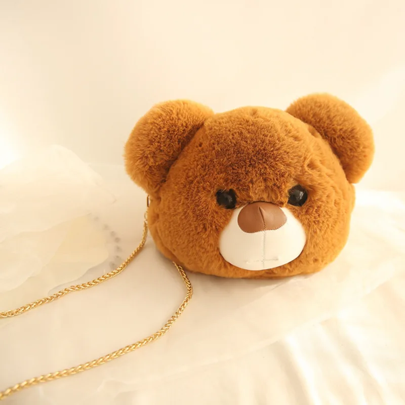 35cm New Teddy Bear Face Plush Bag Cartoon Plush Bear Tote Bag Handbag Girl Kids Shoulder Bag