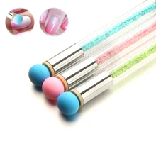 ELECOOL Double Head Brush Pencil Rhinestone Handle Drawing Blooming Pencil Nail Printing Pen Nail Art Tools With 4 Sponge Heads