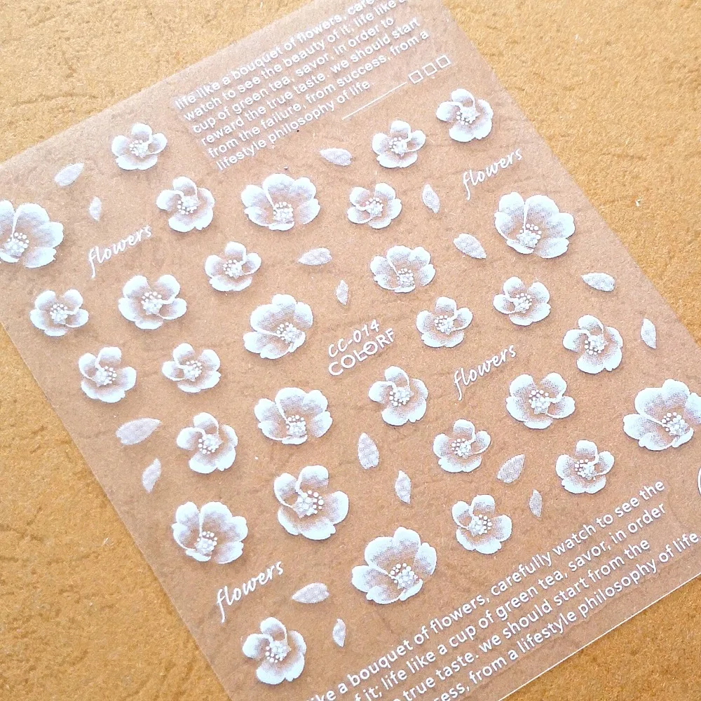 

Sale promotion Newest CC-014 Transparent flower 3d nail art sticker decal stamping DIY self-adhesive nail decoration tools wrap