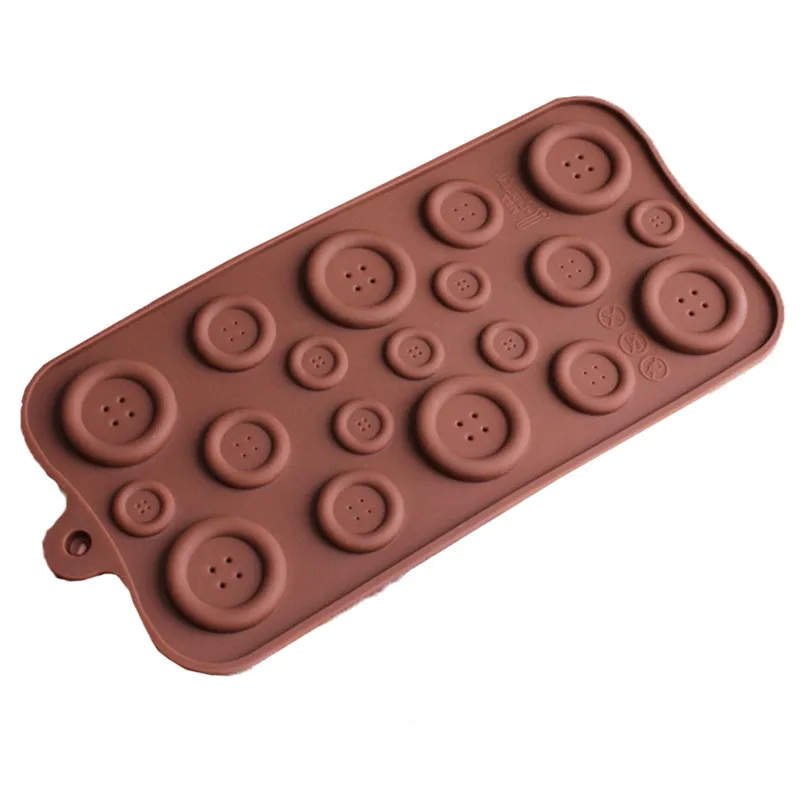 Кнопка в форме 3D силиконовые формы DIY Фондант формы для выпечки инструмент Шоколадное Печенье Кондитерские конфеты желе Декор - Цвет: Chocolate color