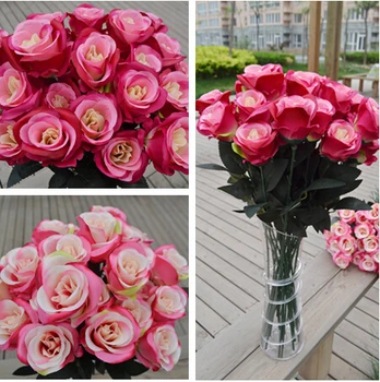 

Single Stem Rose 62cm/24.41" 10Pcs Artificial Flwoers Roses Camellia for DIY Bridal Bouquet Wedding Centerpiece