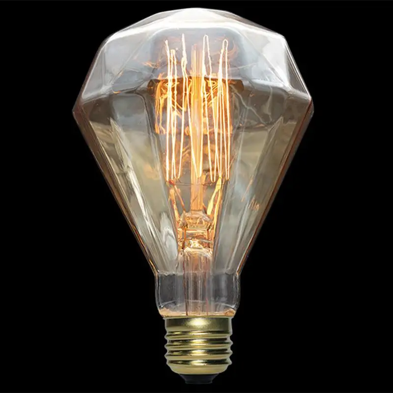 Litake 110 В 40 Вт Edison E27 Винтаж лампочки, Алмазный Форма, теплый белый, короткозамкнутый лампы накаливания, лампа накаливания