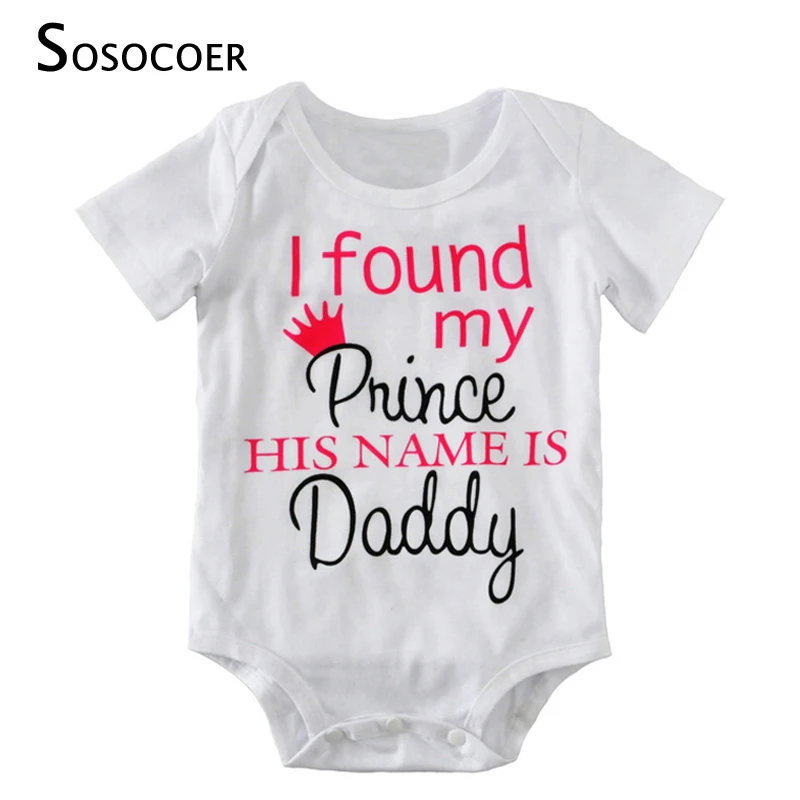 Sosocoer Bebe Filles Barboteuses 17 New Summer Mignon Lettre Nouveau Ne Salopette Barboteuse J Ai Trouve Mon Prince Son Nom Est Papa Bebe Vetements Aliexpress