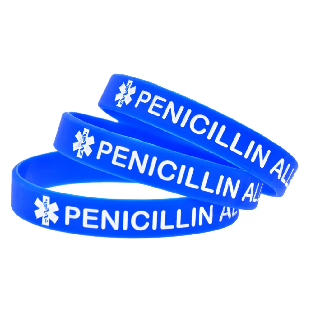 Obh 1pc Penicillin Allergy Silicone Rubber Wristband For Emergency