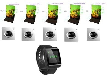 

Table call, guest Watch pager, 5pc menu holders, 5pc three keys buttons, wireless waiter service, restaurant calling system