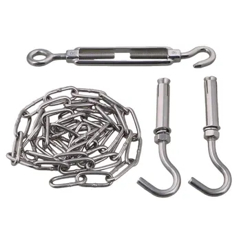 

Silver Load 150KG 304 Stainless Steel M4 5M Turnbuckle Chain Set for Outdoor Drying or Tightening