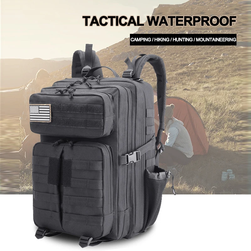 

Military Tactical Waterproof Backpack Outdoor Molle Bag 45L Men Male Army Assault Attack Bagpack Hiking Camping Mountaineering