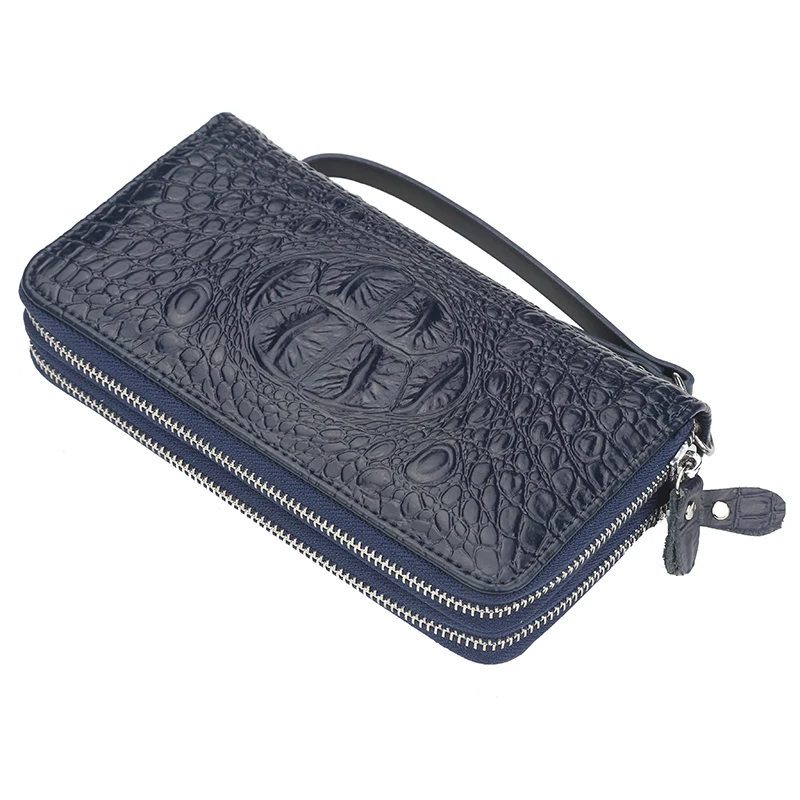style 2 Brand Leather Wallet Alligator Pattern Long Clutch Male Genuine Leather Zipper Wallets Men Card Holder Wallet Coin Pocket Purse - Цвет: style 2