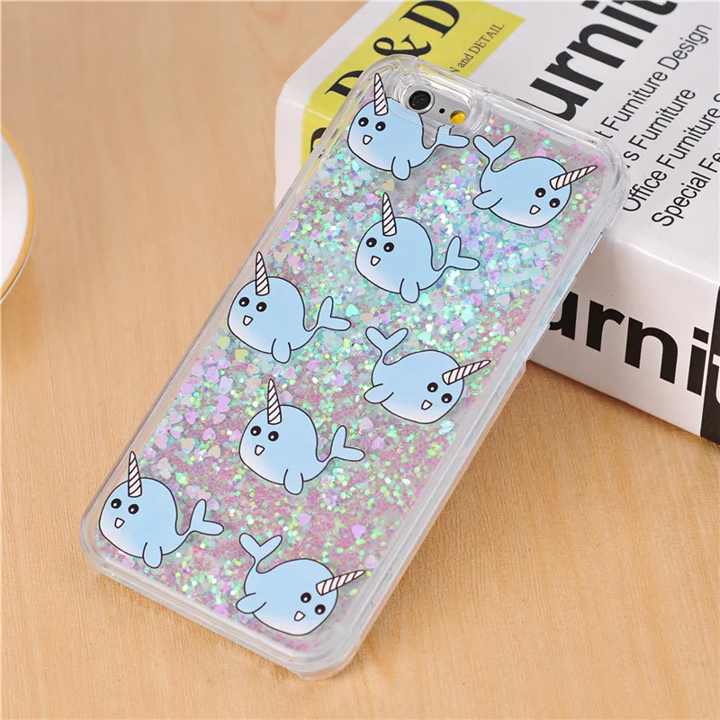 

2017 Luxury Polar Bear Unicorn Dynamic Liquid Glitter Sand Quicksand Hard PC Back Cover Case for iPhone 4 4S 5 5S 5C 6 6S 7 Plus