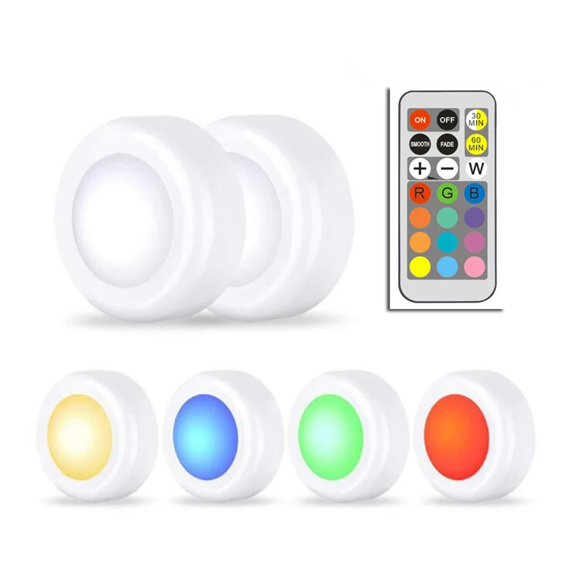 

RGB 12 Colors LED Dimmer Night Light Controller Puck Lamp Dimmable Pat LED For Cupboard Close Wardrobe Stair Hallway Lighting
