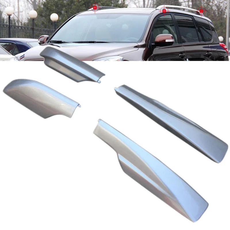 

4pcs/Set ABS Silver Car Roof Rack Cover Rail End Shell Replacement Easy To Install Perfect Replacement For Toyota RAV4 2006-2012