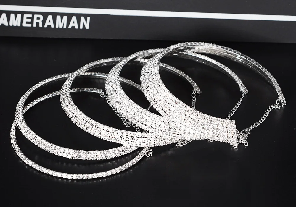 SHOSIXUAN Mecresh Classic Rhinestone Choker Necklace for Women Silver Color Party Prom Wedding Jewelr (6)