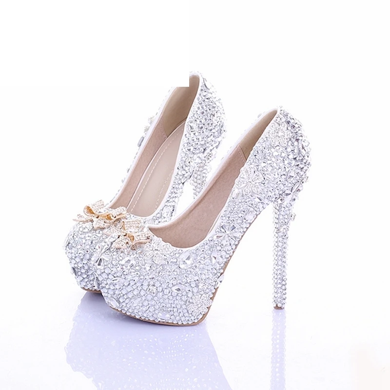 Cinderella High Heels Crystal Wedding Shoes 14cm Thin Heel Rhinestone ...